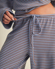 Striped Cotton Knit Wide Leg Pants