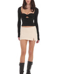 Lucy in the Sky Side Slit Mini Skort in Cream