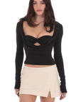 Lucy in the Sky Side Slit Mini Skort in Cream