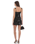 Lucy in the Sky Circle Sequin Square Neck Dress in Black