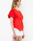 Polly Puff Sleeve Twist Front Top