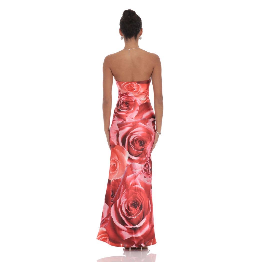 Lucy in the Sky Rose Strapless Maxi Dress in Red – SANITY