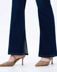 Holly Flare Jeans with Finished Hem & Slit