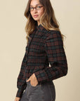 Nila Smocked Plaid Peplum Blouse