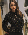 Maddy Metallic Foil Dot Peplum Top