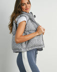 High Neck Floral Puffer Vest