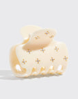 Recycled Plastic Rhinestone Medium Puffy Claw Clip 1pc-Ivory