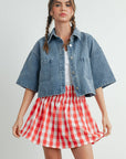 Button Front Cropped Shirt - BMJ7681
