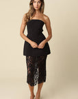 Jaya Strapless Lace Combo Midi Dress