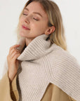 Ribbed Knit Turtleneck Shoulder Wrap Neck Warmer