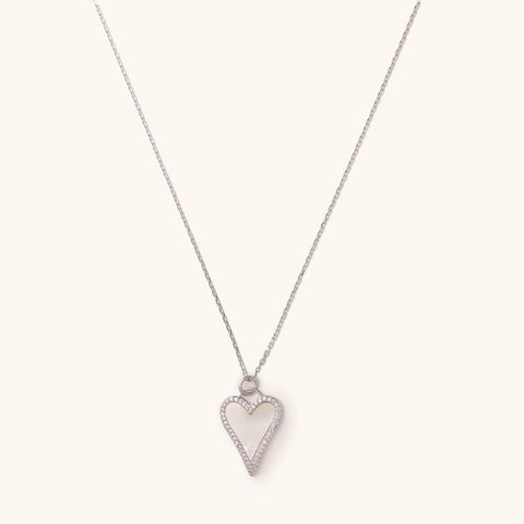Silver White Shell Heart Adjustable Necklace