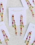 Jewel Toned Crystal Layered Duster Statement Earrings