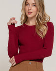 Long Sleeve Crew Neck Viscose Rib Sweater