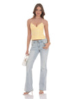 Lucy in the Sky Open Back Lace Top in Yellow