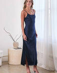 Camilla Silk Midi Dress in Navy