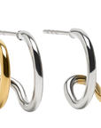 Double Huggie Hoop- TwoTone Steel earrings 18K Gold PVD