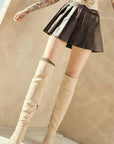 Mona Pleated Leather Skirt