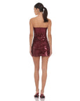 Lucy in the Sky Strapless Sequin Bow Dress in Burgundy
