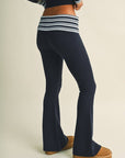 Striped Foldover Flare Knit Sweater Pants