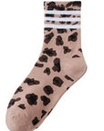 WOMAN ANIMAL LEOPARD HALF CREW THROWBACK SOCKS - sanitystyle