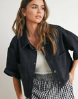 Button Front Cropped Shirt - BMJ7681