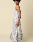 Magie Ruffle Trim Print Sleeveless Maxi Dress