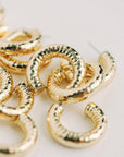 Hammered Gold Vintage Style Hoop Earrings