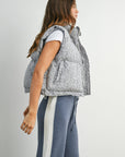 High Neck Floral Puffer Vest