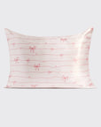 Holiday Satin Pillowcase in Striped Bows