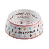 White Chewy Vuiton Dog Bowl - 3 Sizes!! Dog Food Bowl