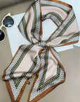 Vintage Geometric Border Pointed Satin Scarf For Women