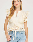Noemi Eyelet Trim Peplum Top