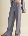 Striped Cotton Knit Wide Leg Pants