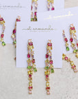 Jewel Toned Crystal Layered Duster Statement Earrings