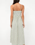 Lanis Stripe Smocking Removable Strap Midi Dress