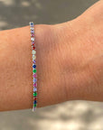 Rainbow Gem Silver Slider Bracelet
