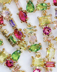 Jewel Toned Crystal Layered Duster Statement Earrings
