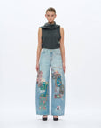Patchwork Barrel Leg Jean