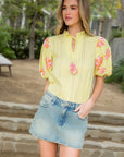 Fiona Pink Flower Embroidered Top