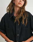 Button Front Cropped Shirt - BMJ7681