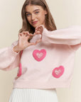 Lux Embroidered Heart Sweater Top
