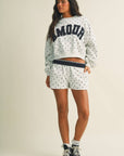 Amour Polka Dot Print Crewneck Crop Sweatshirt