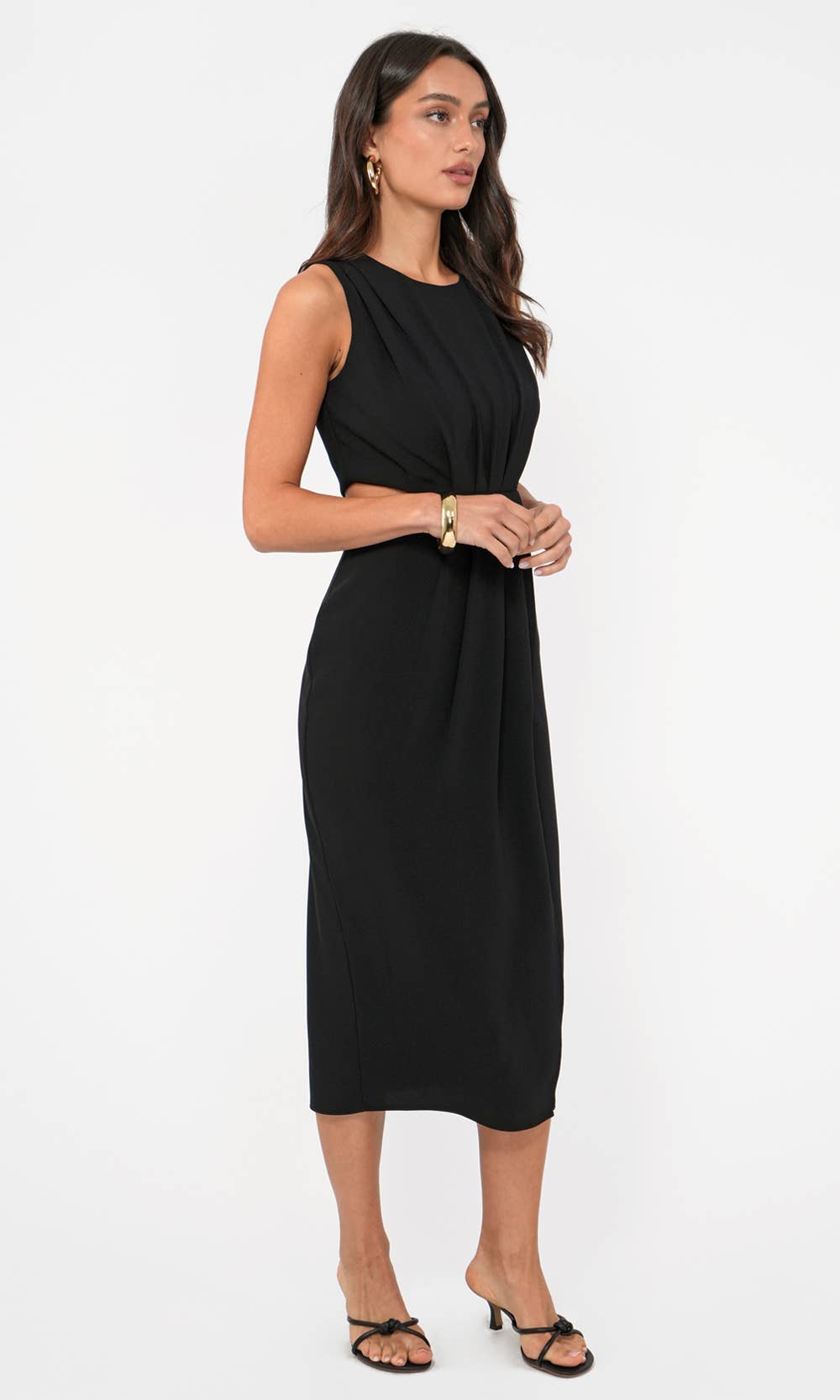 midi dress with cut out sides Ednis Side Cut Out Midi Dress