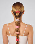 Ruched Satin Scrunchies 5pc Set - Assorted Cherry Blossom