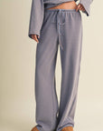 Striped Cotton Knit Wide Leg Pants