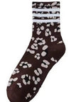 WOMAN ANIMAL LEOPARD HALF CREW THROWBACK SOCKS - sanitystyle