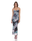 Floral Back Tie Maxi Dress in Dark Teal