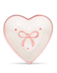 Small Heart Dish with Bows-Ivory & Pink