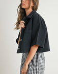 Button Front Cropped Shirt - BMJ7681