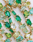 Green Ombre Crystal Layered Duster Statement Earrings